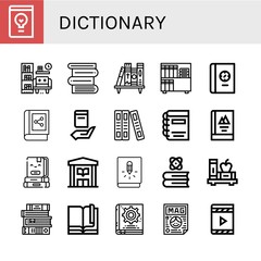 Sticker - dictionary simple icons set