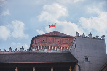 Wall Mural - Flag of Poland at Wawel Castle in Krakow, Poland.