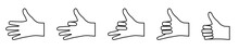Set Of Gestures With Bent Fingers. Icons In A Linear Style. Gesticulation. Vector On A White Background