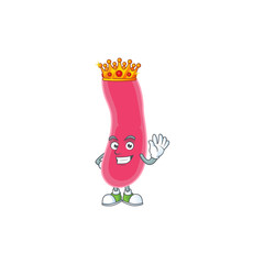 Sticker - A charming King of fusobacteria cartoon character design with gold crown