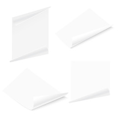 Wall Mural - Set of 3d Flyer curved corner paper sheets. Mock up. Vector.