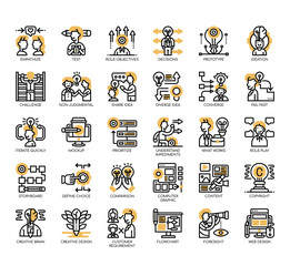 set of design thinking thin line and pixel perfect icons for any web and app project.