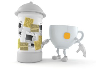 Poster - Tea cup character with advertising column