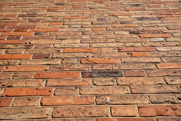 Wall Mural - looking up on a colored brick wall