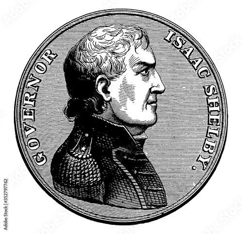 Cuadros en Lienzo Medal Presented to Isaac Shelby (Front), vintage illustration.