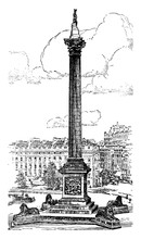 The Nelson Monument, Vintage Illustration.