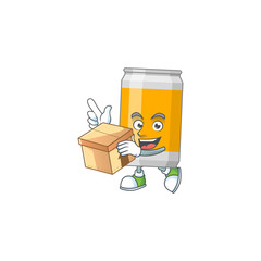 Canvas Print - cartoon design style of beer can having gift box