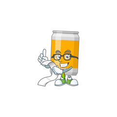 Wall Mural - cartoon mascot design of beer can holding a menu list