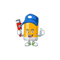 Wall Mural - Beer can Cartoon drawing concept work as smart Plumber