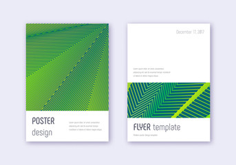 Minimalistic cover design template set. Green abst