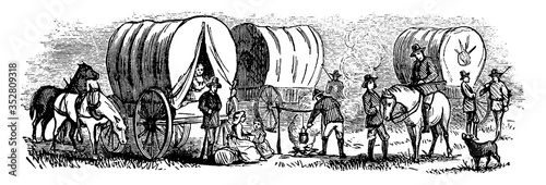 Fotomural Emigrants, vintage illustration