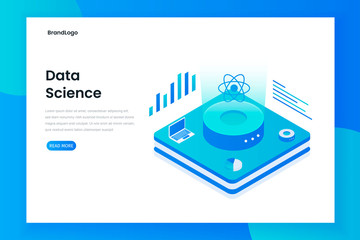 Wall Mural - Data science technology in isometric vector illustration. Illustration for  websites, landing pages, mobile applications, posters and banners