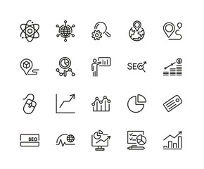 Poster - seo and development icon set. can be used for topics like digital marketing, business, analytics, ma