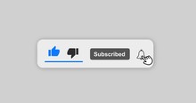 Animated Like, Subscribe, Notification Button. Animation, Social Media Channel, Vlog, Motion Graphics. Useful For Social Media Accounts, Interfaces, Websites. No Background. (Alpha Channel).