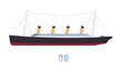 Steam boat, ship design of old times vector