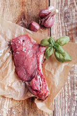 Wall Mural - Raw organic beef meat steak  with herbs and spices