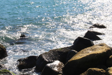 Wall Mural - waves on the rocks