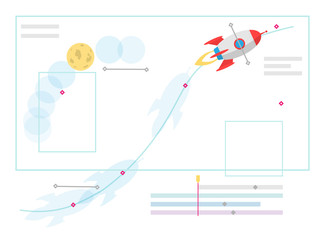 Poster - Animation designer illustration. Work at new art project. Flat design concept motion graphic, modeling artist job, video effect designer.  