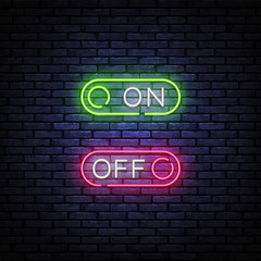 Aufkleber - Button On Off neon sign vector design template. Button On Off neon design, light banner, design element, night bright advertising, bright sign. Vector illustration