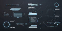 Callouts Titles. Callout Bar Labels, Information Call Box Bars And Modern Digital Info. Tech Digital Info Boxes Hud Templates. Futuristic Set Advertising Communication. Vector Illustration