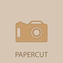 Poster - Camera papercut icon. Simple glyph, flat vector of web icons for ui and ux, website or mobile application