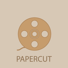 Poster - Film papercut icon. Simple glyph, flat vector of web icons for ui and ux, website or mobile application