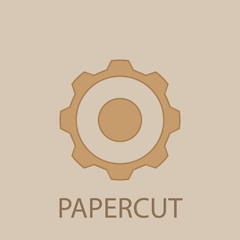 Poster - gear papercut icon. simple glyph, flat vector of web icons for ui and ux, website or mobile applicat