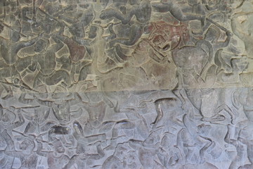 Poster - Gravure d'un mur du temple de Angkor Wat, Cambodge