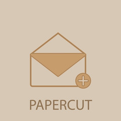 Poster - Envelope add papercut icon. Simple glyph, flat vector of web icons for ui and ux, website or mobile application
