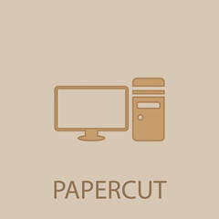 Fototapete - Personal computer papercut icon. Simple glyph, flat vector of web icons for ui and ux, website or mobile application