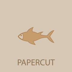 Wall Mural - A fish papercut icon. Simple glyph, flat vector of web icons for ui and ux, website or mobile application