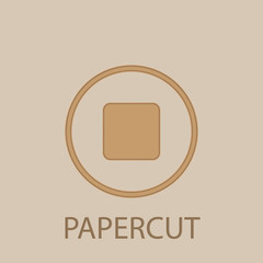 Poster - Off sign papercut icon. Simple glyph, flat vector of web icons for ui and ux, website or mobile application