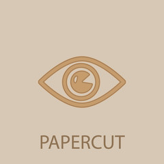 Poster - Eye papercut icon. Simple glyph, flat vector of web icons for ui and ux, website or mobile application