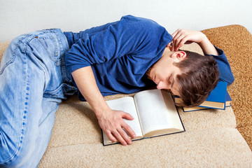 Poster - Young Man sleep with a Book