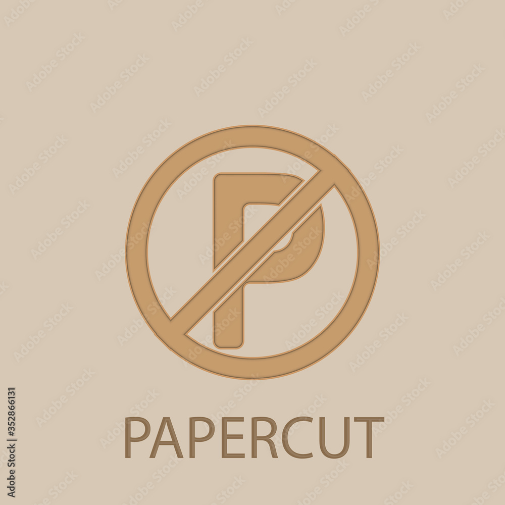 Papercut Sign Out Icon Parking prohibition sign papercut icon. Simple glyph, flat vector of ...