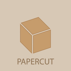 Poster - Cube papercut icon. Simple glyph, flat vector of web icons for ui and ux, website or mobile application