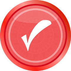 Poster - glossy web button with check mark sign. shape icon