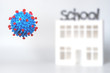 model of coronavirus on the background of the school, covid-19