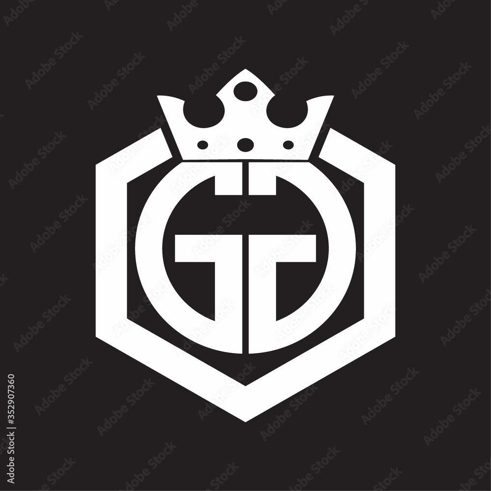 GG Logo monogram rounded by hexagon shape with crown design template ...