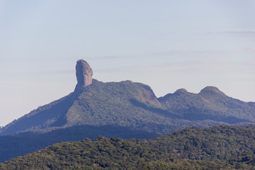 Peak of the friar of Angra dos Reis, seen from the city of Bananau in the Serra da Bocaina in Sao Paulo.