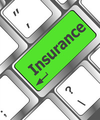 Poster - Keyboard with insurance button. Computer laptop keyboard