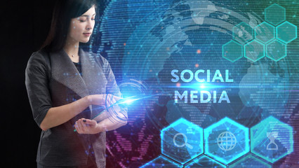 business, technology, internet and network concept. young businessman working on a virtual screen of