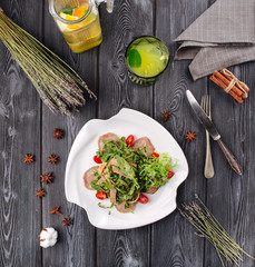 Wall Mural - Gourmet beef tongue arugula salad 