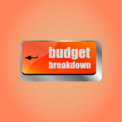 Poster - budget breakdown words on computer pc keyboard