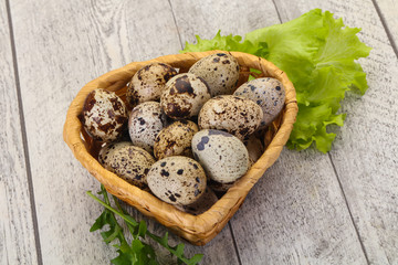 Quail eggs in the basket