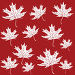 Red maple leaf simple repeating pattern on a red background