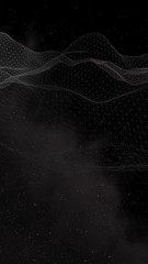 Black abstract background. Hi tech network. Cyberspace grid. Outer space. Starry outer space texture. Vertical orientation. 3D illustration