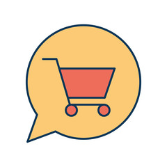 Wall Mural - shopping cart inside bubble line and fill style icon vector design