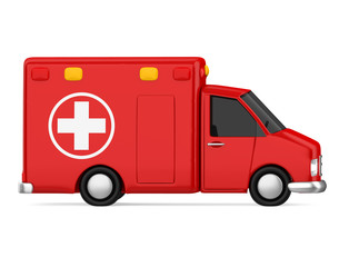 Wall Mural - Cartoon Ambulance Car Isolated