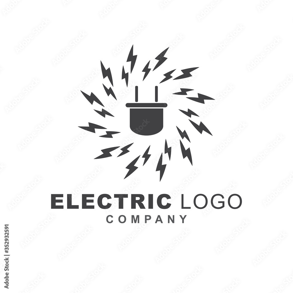 Electric power vector logo design element with plugin shape. Service ...